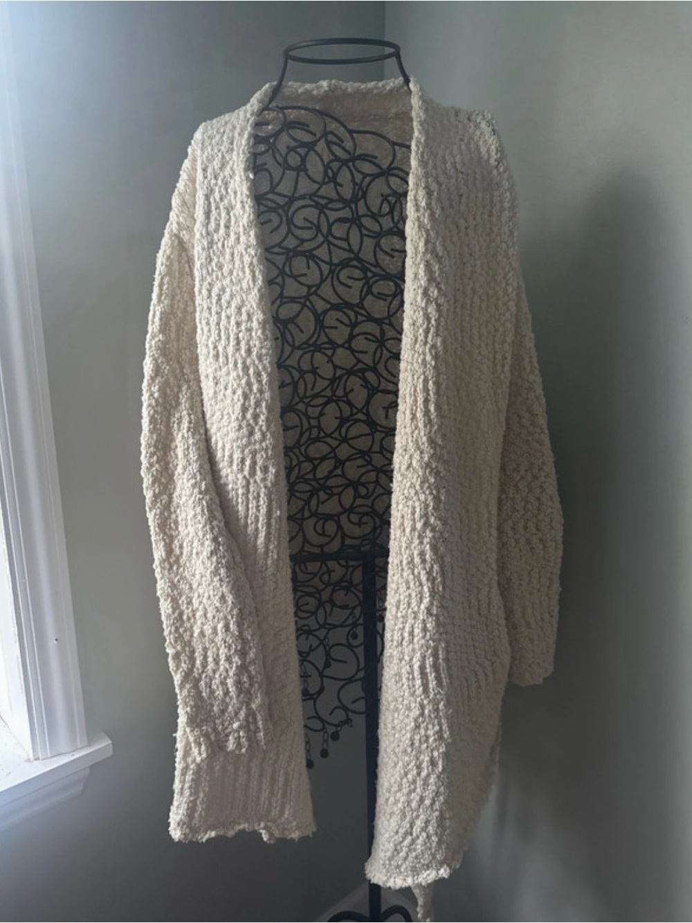 Wishlist Cream Open-Front Popcorn Knit Cardigan